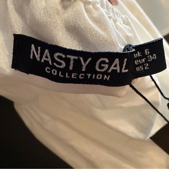 NWT Nasty Gal White Ruched Bust Tie Back Midi Dress | Size 2 - Picture 10 of 12